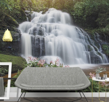 Fototapete wasserfall üppige wasserfallszene - TenStickers