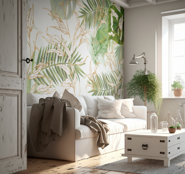 Fototapete Wohnzimmer Elegante Palm Blätter - TenStickers
