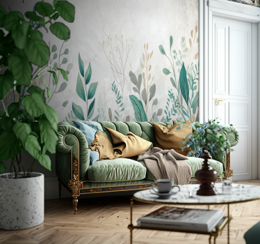 Fototapete Wohnzimmer Pflanzenmalerei - TenStickers