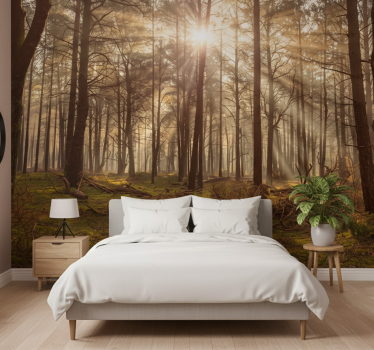 Tapete wald goldene tierwelt lounge - TenStickers