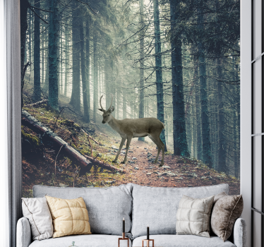 Tapete wald hirsch im wald - TenStickers