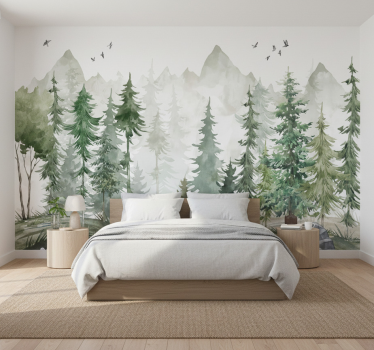 Tapete wald nordic kiefer minimalistisch - TenStickers