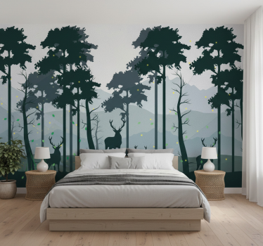Tapete wald silhouette wald scandi - TenStickers