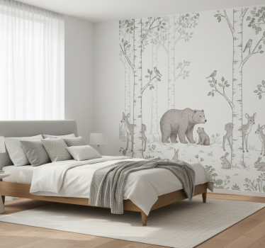 Tapete wald verspielt skizzierte naturmotive - TenStickers