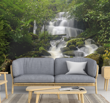 Wald und Wasserfälle Landschaft Fototapete - TenStickers