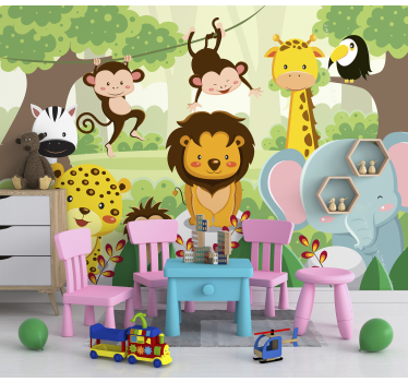 Wilde Tiere Kinder Fototapete - TenStickers