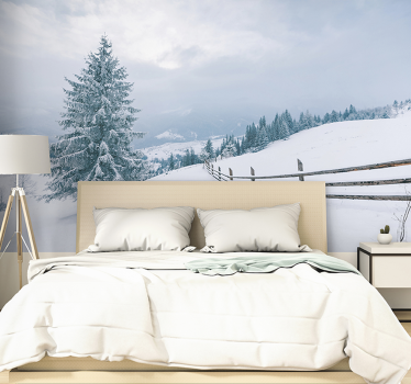 Winterbaum Wald Natur Fototapete - TenStickers