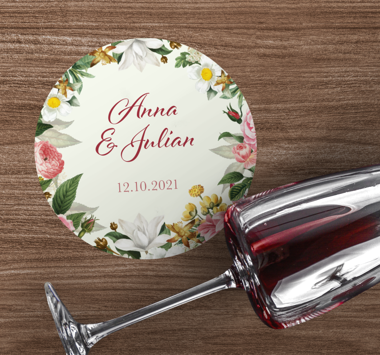 Bierdeckel hochzeit floral persönlich gestaltet - TenStickers