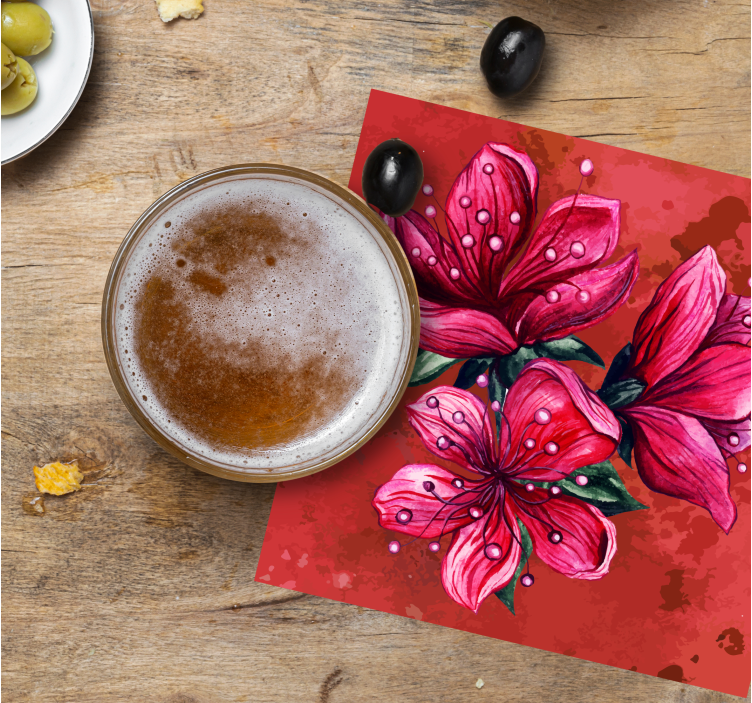 Bierdeckel mit lebendigem blumenarrangement - TenStickers