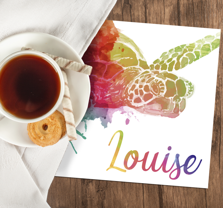 Bunter Schildkrötenuntersetzer mit Namen - TenStickers