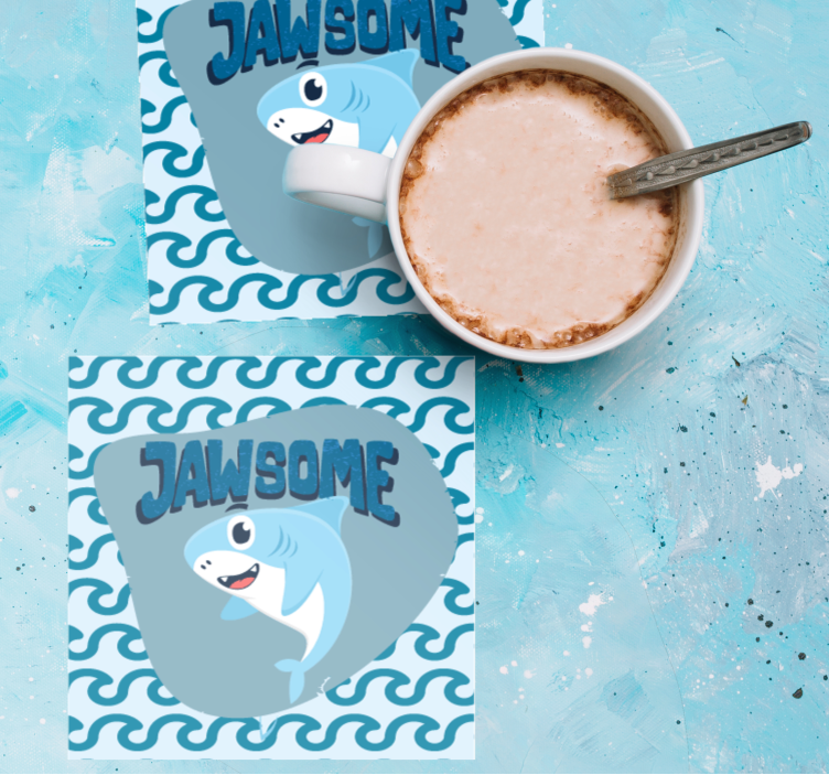 Untersetzer geek cartoon-hai mit wellen - TenStickers