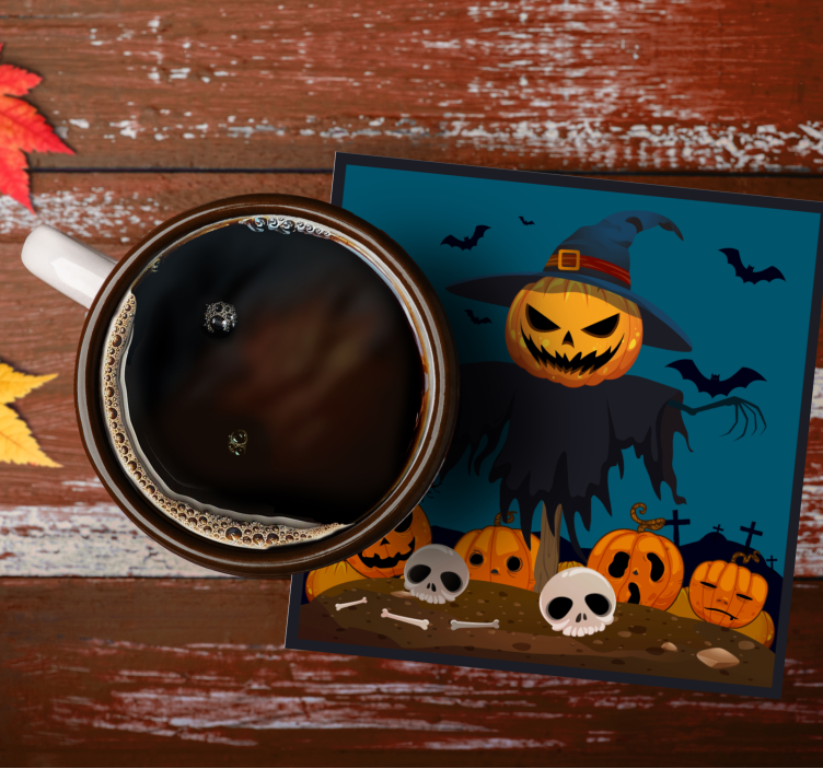 Untersetzer halloween vogelscheuche kürbisszene - TenStickers