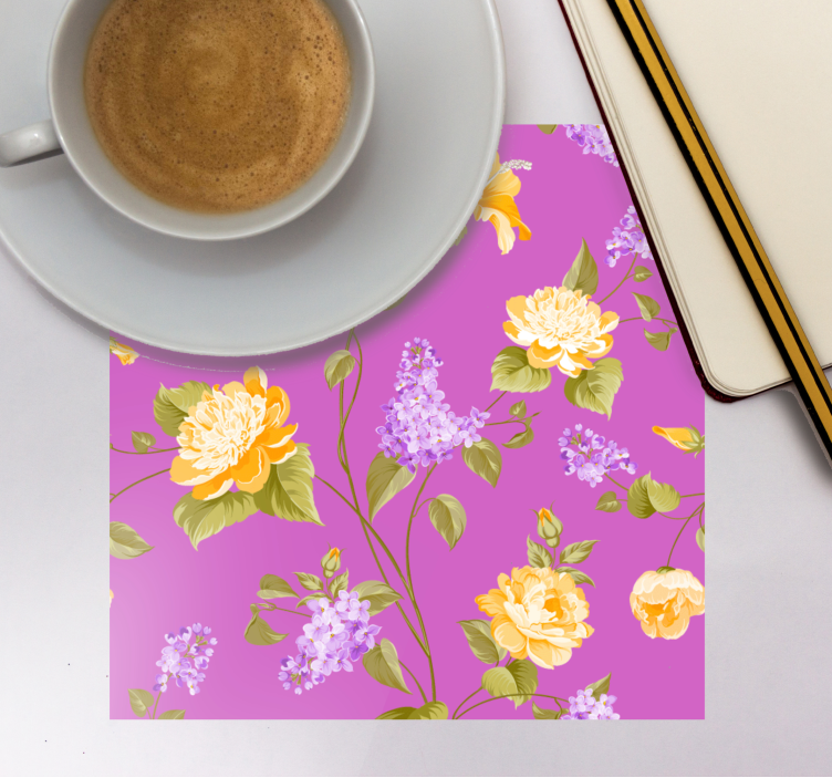 Untersetzer mit floralem druck und gelben rosen - TenStickers