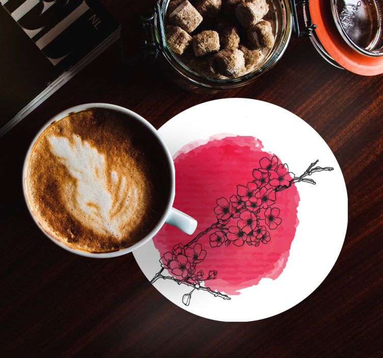 Untersetzer mit floralen umrissen auf pink - TenStickers