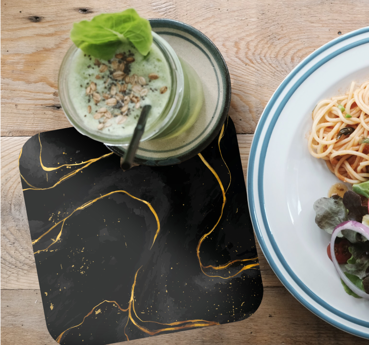 Untersetzer mit schwarz-goldenem wirbel - TenStickers