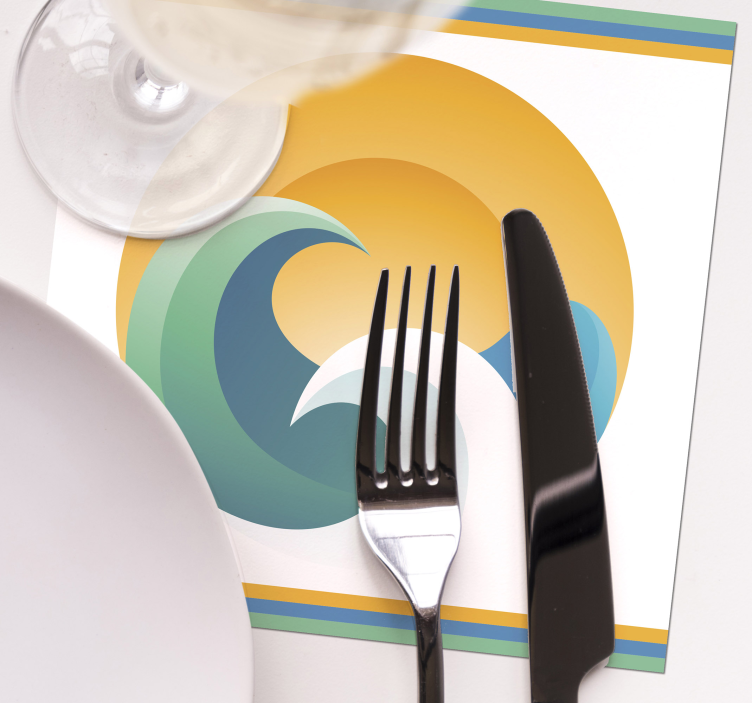 Untersetzer modern stilisierte wellen mit sonnenuntergang - TenStickers