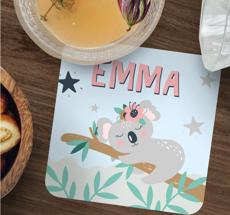 Untersetzer personalisiert mit niedlicher koala-illustration - TenStickers