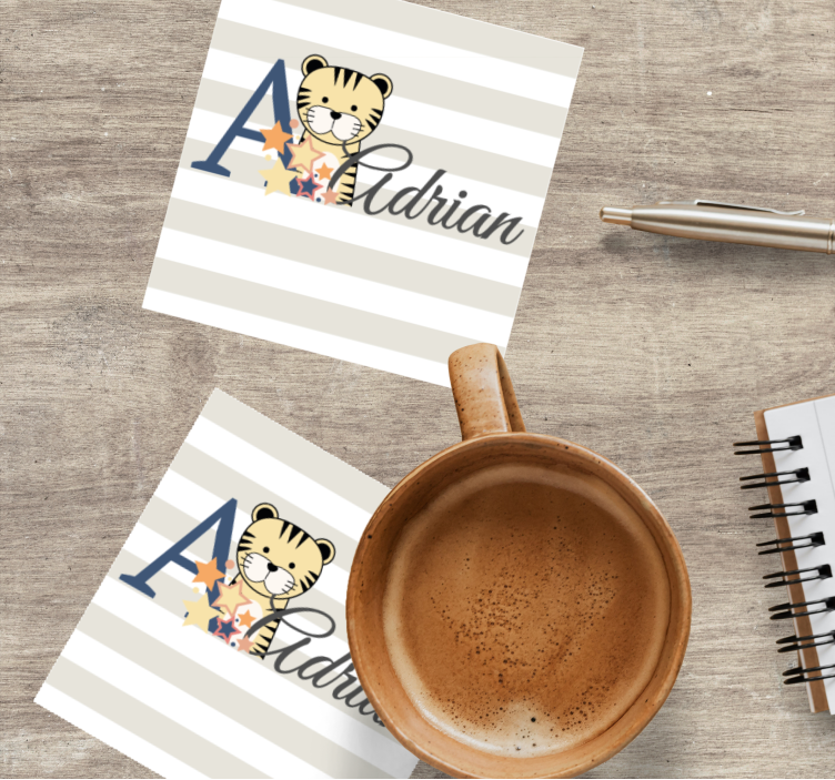 Untersetzer personalisiert mit verspielter tigerillustration - TenStickers