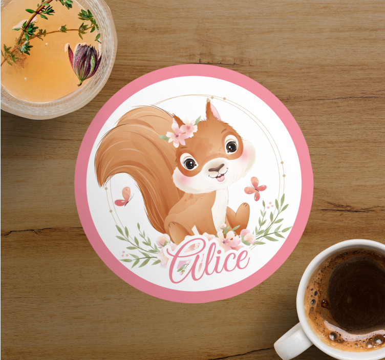 Untersetzer personalisiert süße eichhörnchen illustration - TenStickers