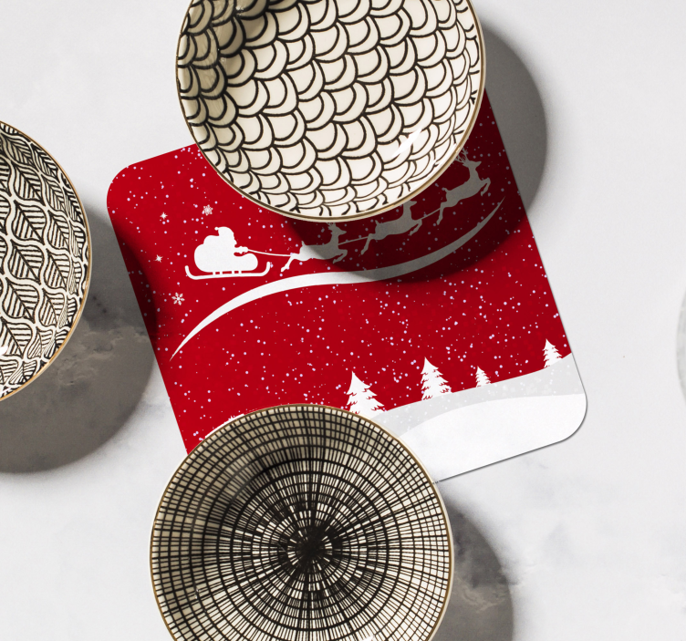 Untersetzer weihnachten santa schlitten mit rentieren - TenStickers