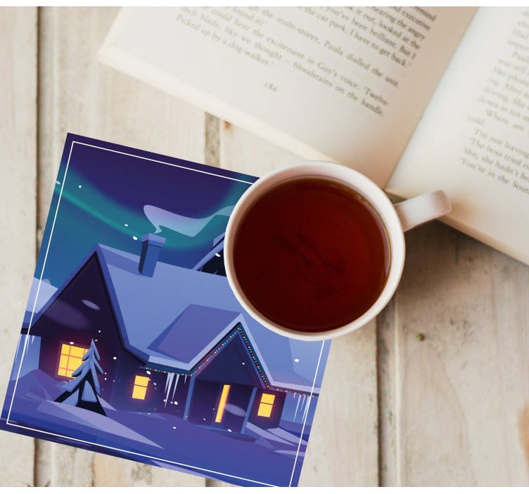 Untersetzer weihnachten schneehütte mit lichtern - TenStickers