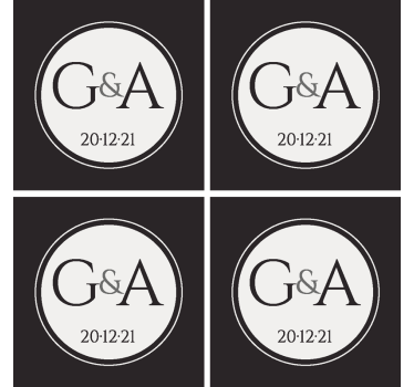 Personalisierte schwarz-weiß Hochzeitsuntersetzer - TenStickers