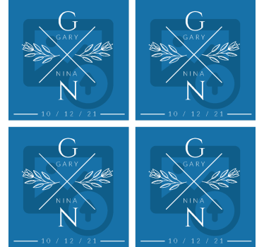 Bierdeckel hochzeit mit personalisierten initialen - TenStickers