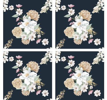 Retro Blumenstrauß Untersetzer - TenStickers