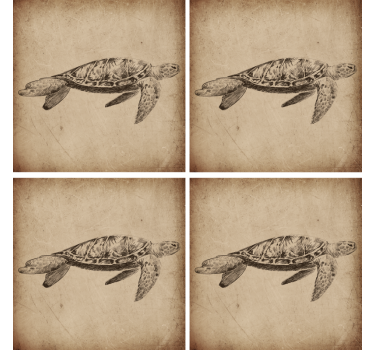 Schildkröte Illustration Vintage Tier Untersetzer - TenStickers