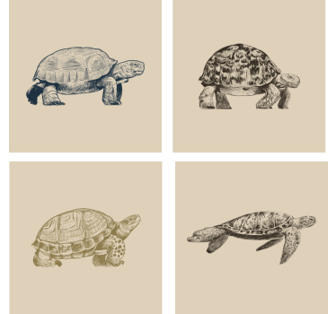 Vintage untersetzer mit retro schildkrötenmotiven - TenStickers