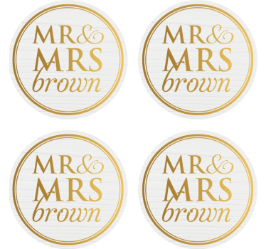 Untersetzer Hochzeit Elegante mr & mrs für hochzeiten anpassbar - TenStickers