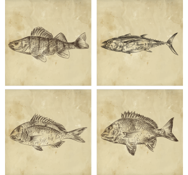 Untersetzer geek mit verspielter fischillustration - TenStickers