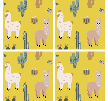 Untersetzer geek mit lama und kaktus muster - TenStickers