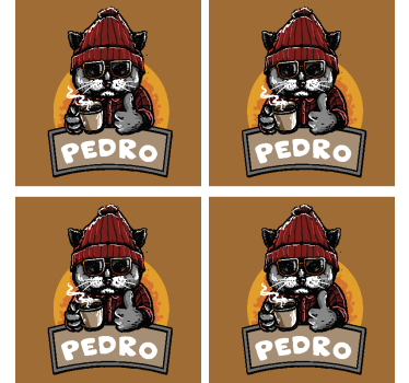 Untersetzer geek coole katze mit kaffee - TenStickers
