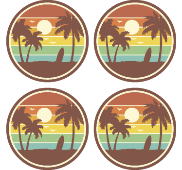 Vintage Untersetzer Retro Surf Landschaft - TenStickers
