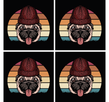 Untersetzer geek mops mit strickmütze - TenStickers