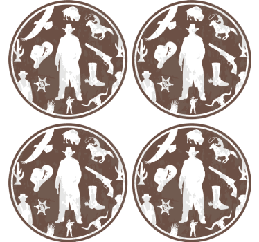 Vintage untersetzer im western cowboy stil - TenStickers