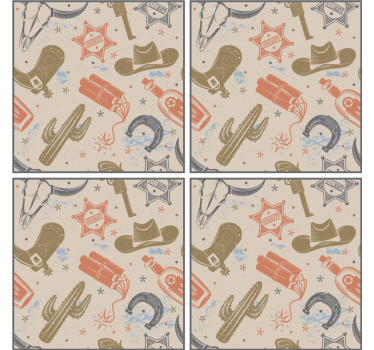 Untersetzer geek cowboy-themen elemente - TenStickers