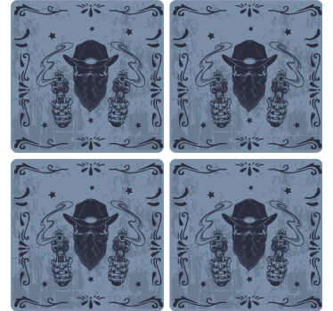 Untersetzer geek cowboy mit zwei pistolen - TenStickers