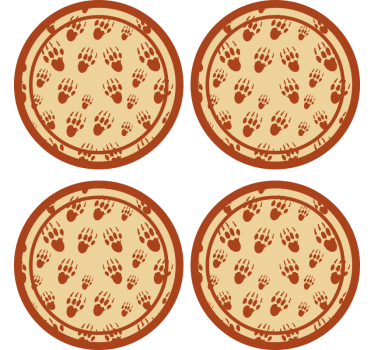 Vintage untersetzer mit braunem pfotenabdruck-kreis - TenStickers