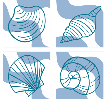 Untersetzer geek mit stilisierten muschelillustrationen - TenStickers