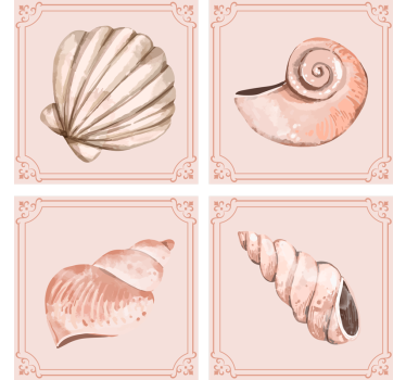 Vintage untersetzer mit stilvollen muschelillustrationen - TenStickers