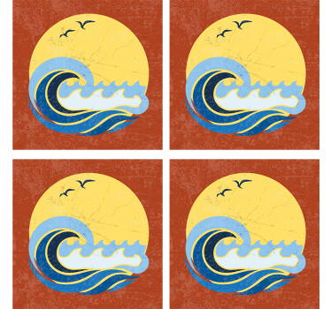 Untersetzer geek mit sonnenuntergangs-wellen-design - TenStickers