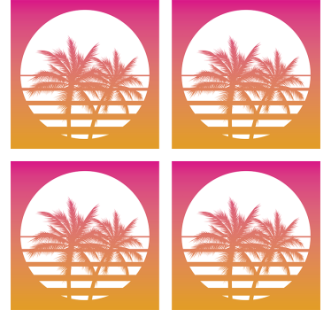 Untersetzer geek tropische sonnenuntergang silhouette - TenStickers
