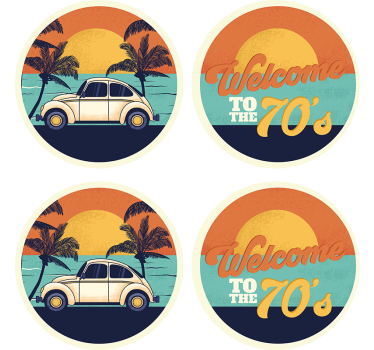 Vintage untersetzer mit retro küstenszene - TenStickers