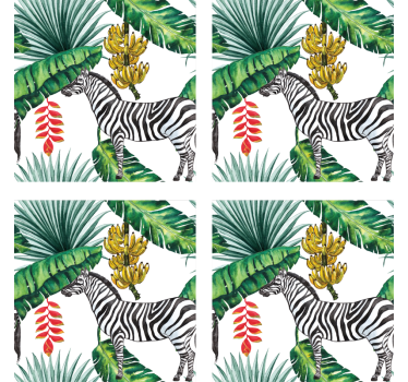 Untersetzer geek zebra und tropisches laub - TenStickers