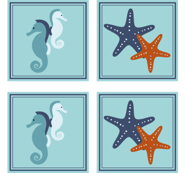 Vintage untersetzer mit seepferdchen und sternenmustern - TenStickers