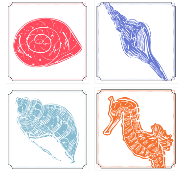 Untersetzer geek mit seepferdchen und muschel illustrationen - TenStickers