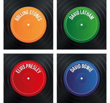 Untersetzer geek vinyl plattensammler labels - TenStickers