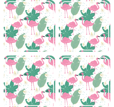 Untersetzer geek flamingo-muster mit blättern - TenStickers
